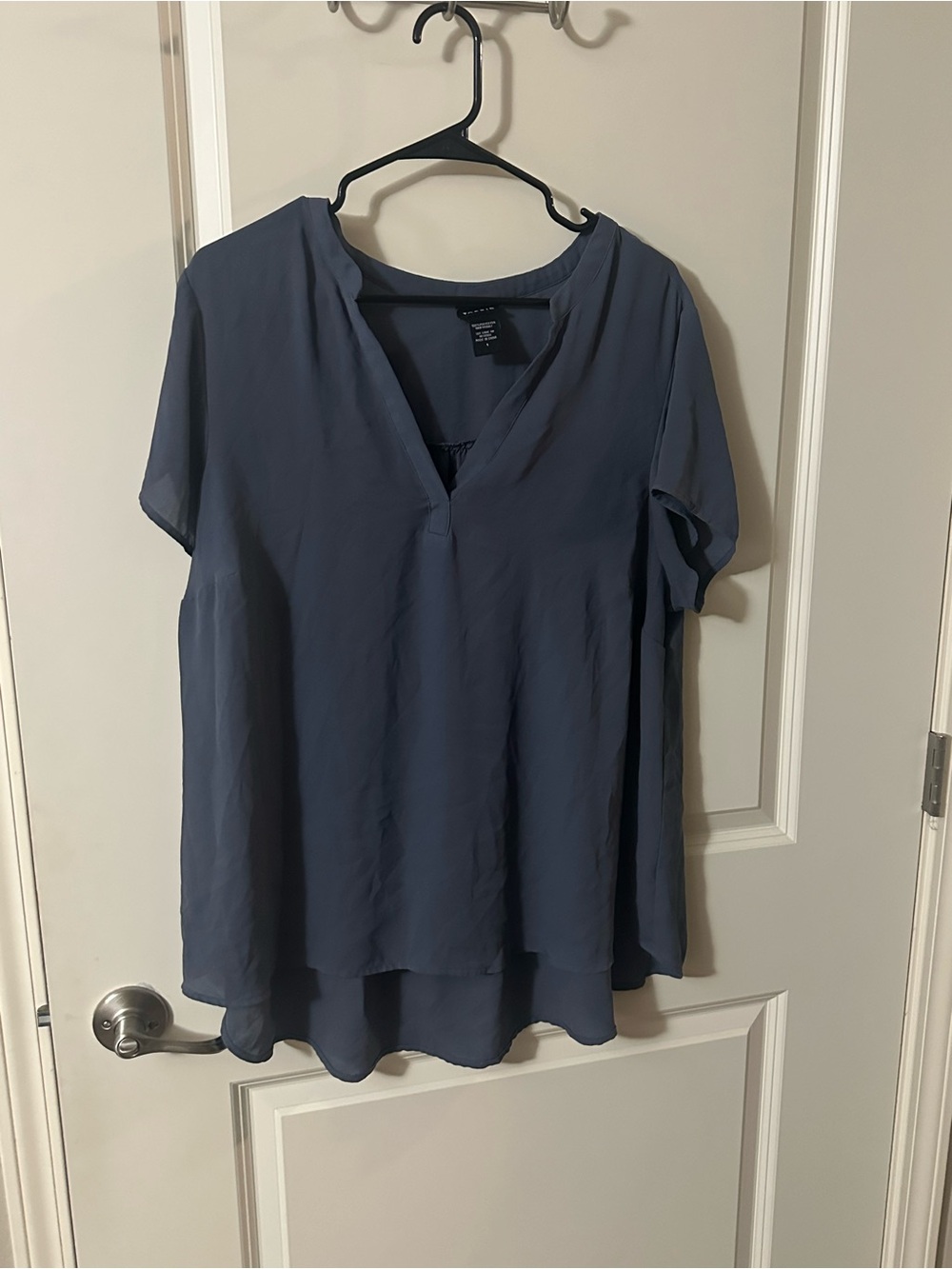 torrid Slate Blue Split-Neck Short Sleeve Blouse
